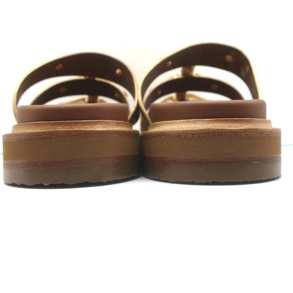 Celine Tippi Triomphe Slide Sandals Gold Metallic Leather Size 40 NEW - Picture 9 of 12
